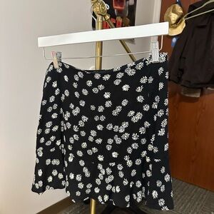 GAP Black Mini Skirt with White Floral Design